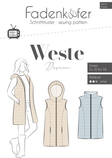 Papierschnittmuster Weste Damen - Fadenkaefer